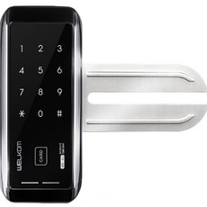 웰콤 스마트 단문 카드키형 유리문 전용 디지털 보조키 손잡이 없음 도어락, WG-20, 방문설치