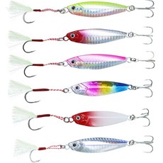 로얄피쉬 반짝이 메탈지그 6종 세트 RFW230306, 레드화이트, 레인보우, 실버, 그린, 레드실버, 핑크, 30g, 1개