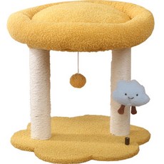 큐러스펫 고양이 2단 캣볼 스크래쳐 캣타워 미니, 옐로우, 1개