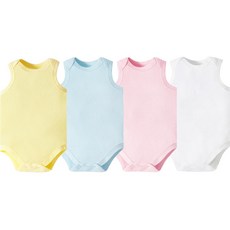 Bebeniz 嬰幼兒用簡約網眼無袖包屁衣 4件 A組