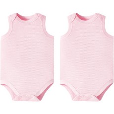 Bebeniz 嬰幼兒簡約網眼無袖連身衣 2件組