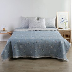 ASweetDay Jessica純棉鋪棉床罩 & 床墊, 藍色