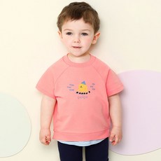 milk mile 童款俏皮章魚插圖假兩件式短袖T恤
