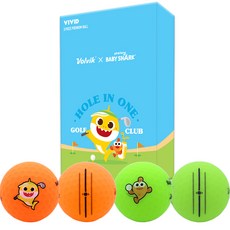 Volvik 鯊魚寶寶 Vivid 3層高爾夫球 2款 x 3入組, 1套, 橘色, 綠色