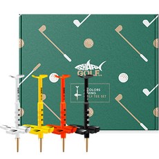 Shark Pro瞄準高度可調節防丟失長高爾夫球釘 4支入, 白色、黑色、黃色、紅色