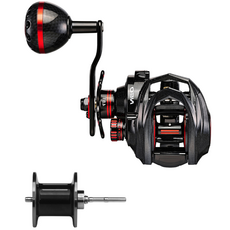 Abu Garcia 船釣路亞雙軸捲線器 左手把 + 附加線杯, Neo S4 PH, 紅色