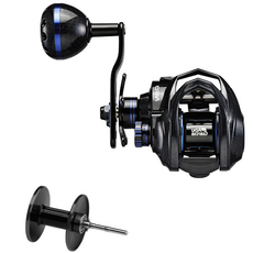 Abu Garcia 船釣路亞雙軸捲線器 左手把 + 附加線杯, Neo S6 PH, 藍色