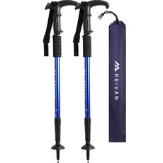 Reivan Radical 登山杖 Real T字型 2入 + 收納袋套組, Real 藍色
