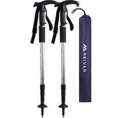 Reivan Radical 登山杖 T字型 2入 + 收納袋套組, Real 銀色