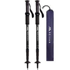 Reivan Radical Real 一字型4節登山杖 2入, 黑色