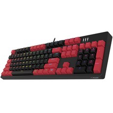 ABKO Kyle光軸移動LED遊戲機械式有線一般型鍵盤 點擊, 黑色 + 紅色, K669, 青軸