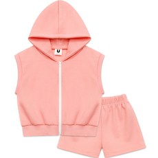 골든래빗 아동용 나시 무지 후드 집업 상하의 세트