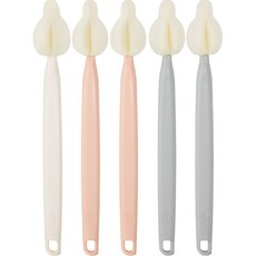 BABY&I 奶油長款奶嘴刷5件組, 粉灰色, 1套