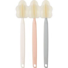 BABY&I 嬰兒用奶油色長款奶瓶刷3件組, 粉灰色, 1套