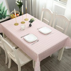 Giving Homes 格紋防水餐桌布, 粉紅色, 137 x 180 cm