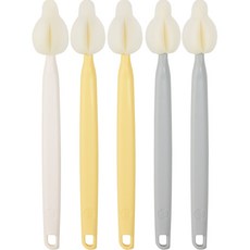 BABY&I 奶油長柄奶嘴刷5件組, 芥末灰, 1套