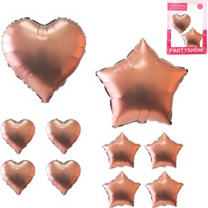 PARTYSHOW 45cm 鋁箔氣球 星星 5入 + 愛心 5入 套組, 1套, 巧克力