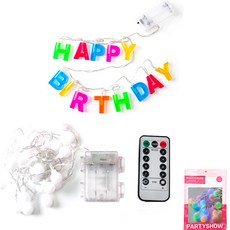 파티쇼 LED 앵두 전구 가랜드 마카롱 3M 30구 + LED 레터링 생일 가랜드 세트, 마카롱(전구 가랜드), 혼합색상(레터링 가랜드), 1세트