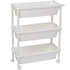 All You Living 移動式窄版手推車, 白色, 3層