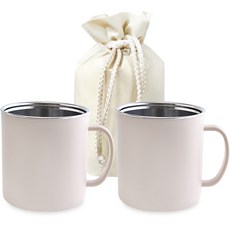 디유 캠핑 보온보냉 스텐 머그컵 430ml x 2p + 전용 파우치 세트, 아이보리, 1세트