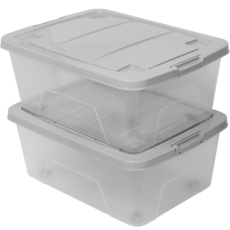 AllULiving 塑膠收納箱, 灰色, 40L, 2個