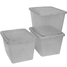 AllULiving 塑膠收納箱, 灰色, 60L, 3個