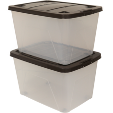 AllULiving 塑膠收納箱, 棕色, 60L, 2個