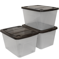 AllULiving 塑膠收納箱 60L, 棕色, 3個