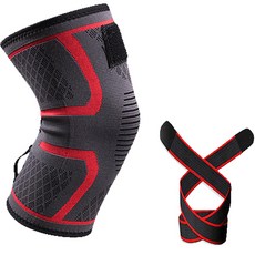 AwesomeDraw 健身登山體能訓練用護膝, 紅色, 1入