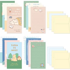 Monolike Story Town Afternoon A 迷你信紙 8款 x 4p + 信封 16p 套組, 1套, 混合色, 1個