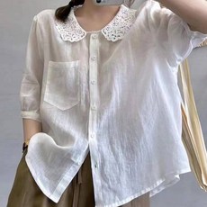 ATTERLIC 蕾絲領夏季口袋寬鬆版型罩衫 02203