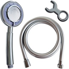 DOOJIN 增壓手持式蓮蓬頭+韓國製造防纏繞沐浴軟管 1.5m+板手組, 1組, 單色