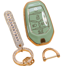 Benauto SsangYong 汽車智能鑰匙殼套組, 綠色, JH-SB (SsangYong 5按鈕)