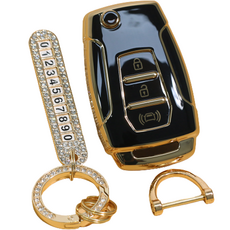 Benauto SsangYong 汽車智能鑰匙殼套組, 黑色, JH-SA (SsangYong 3按鈕)