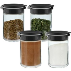 Elemental Kitchen Sinoglass 雙頭香料調味瓶 黑色 200ml, 4個, 單品