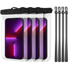 Hana Design 觸控式智能手機防水包 4 件 + 頸帶 4 件套, 黑色, 1套