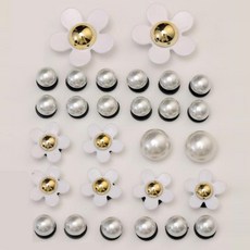 洞洞鞋雛菊珍珠造型裝飾鞋扣 28入組