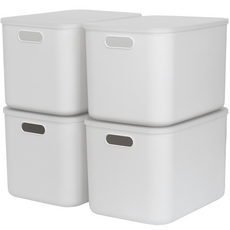 올유리빙 팬트리 리빙박스 수납 정리함, 화이트, 대(26.5 x 37 x 24.2 cm), 4개