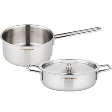 쉐프윈 인덕션 304STS 미니냄비 세트 3개, 혼합색상, 양수냄비 16cm + 편수냄비 16cm + 커버, 1세트
