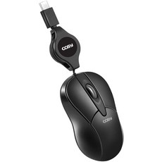 COSY Type C多功能自動捲線迷你有線滑鼠, M4082, 黑色