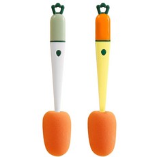 ASSARE 杯子保溫杯清潔刷 胡蘿蔔造型海綿刷 2件組, 黃色, 白色, 1套