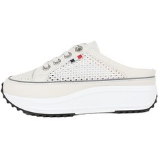 제이슈 여성용 소가죽 리밋 펀칭 통굽 뮬 슬리퍼 4cm