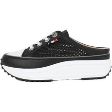 제이슈 여성용 소가죽 리밋 펀칭 통굽 뮬 슬리퍼 4cm