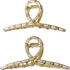 SOOSDA 法式別緻金屬珍珠鯊魚夾 2件組