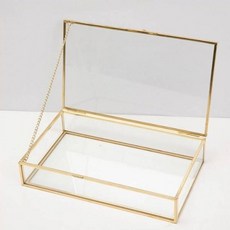 Full-Covered 簡易絲絨專用玻璃收納盒 小型, 金色, 1個