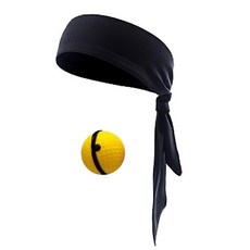 拳擊訓練彈力球組 06, 黑色（頭巾）、黃色（PU球）