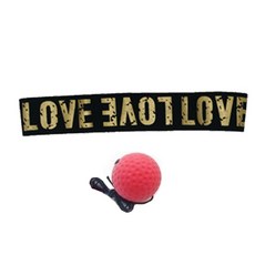 拳擊反應訓練彈力球組 01LOVE頭帶+球, 混色（髮帶）、紅色（橡皮球）