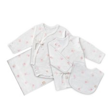 BABY&I 新生兒肚衣 + 新生兒連身衣 + 包巾 + 圍兜套組