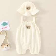 JOYMULTI 幼兒款毛絨熊無袖太空服+帽子套裝