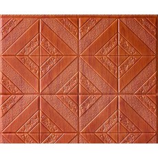 YOLO LIFE 3D立體自黏壁貼 泡棉磚 70*77cm, 桑迪諾桃花心木, 1個